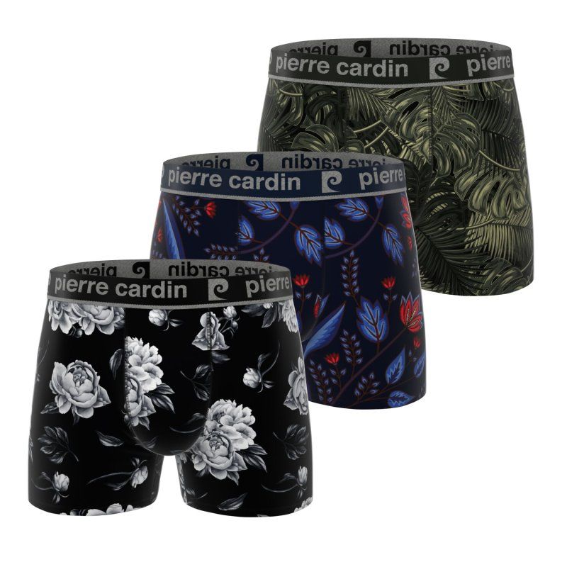 Lot de 3 Boxers homme Coton Vert/Noir/Blanc/Bleu/Rouge Imprimé - Pierrecardin