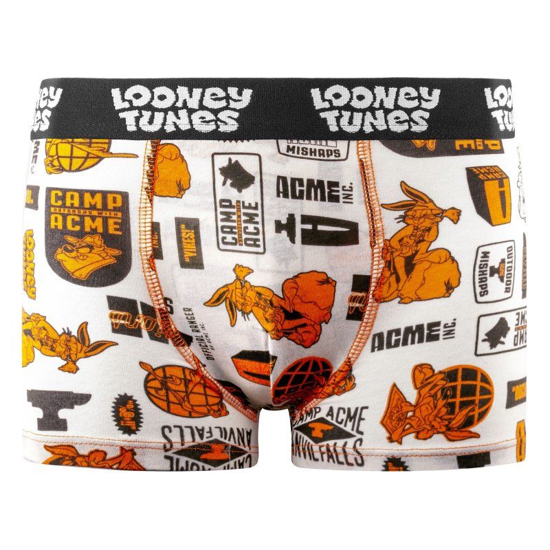 Lot de 4 Boxers Enfnat Coton Confort, Respirant, Stretch Bugs Bunny, Taz, Daffy Duck Imprimé Orange/Blanc/Jaune/Noir Imprimé - L