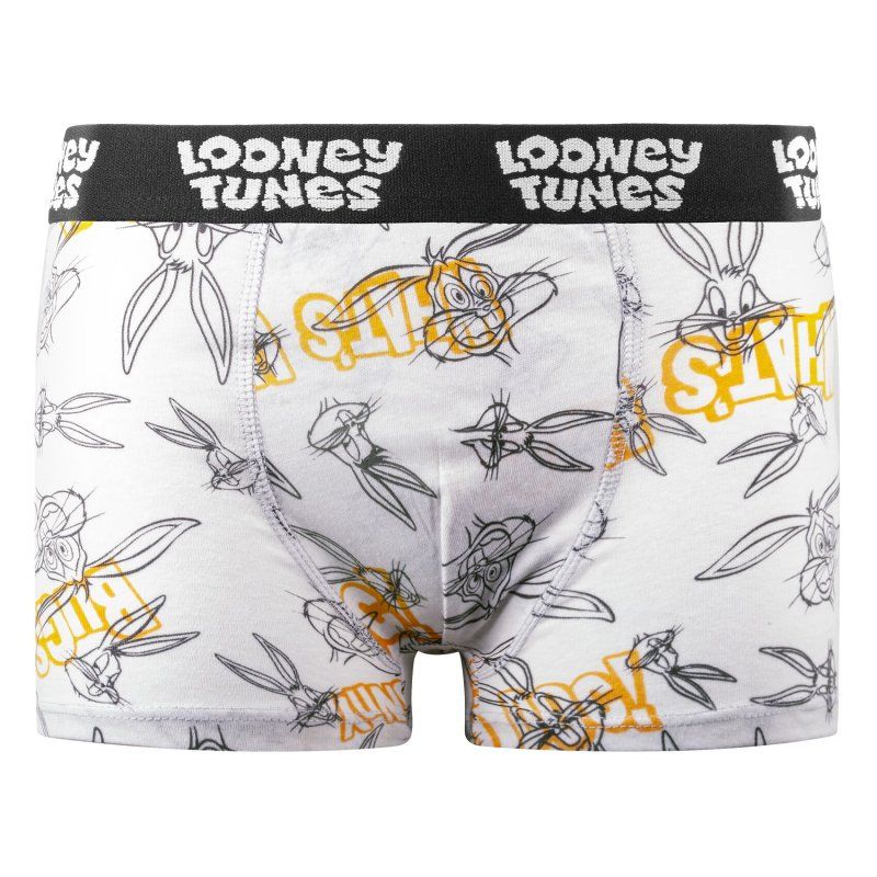 Lot de 4 Boxers Enfnat Coton Confort, Respirant, Stretch Bugs Bunny, Taz, Daffy Duck Imprimé Orange/Blanc/Jaune/Noir Imprimé - L
