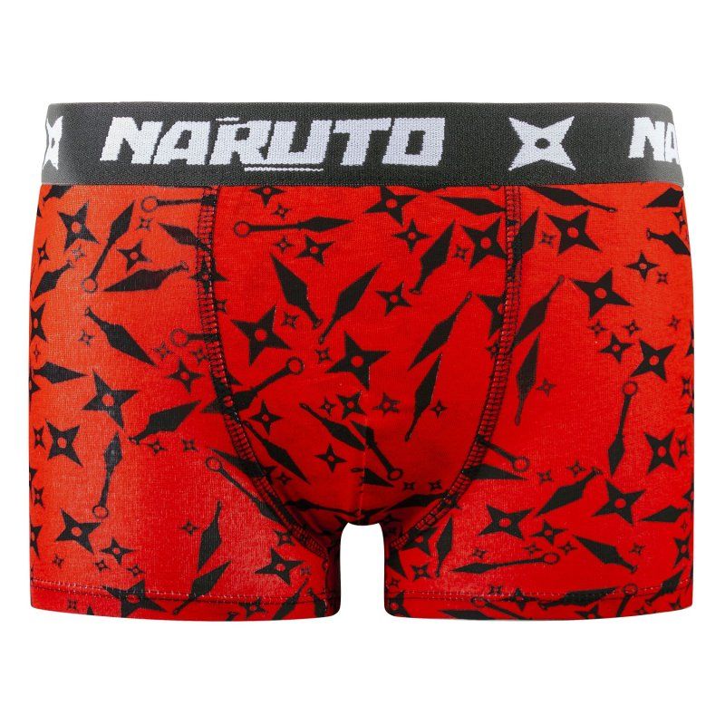 Lot de 4 Boxers Enfant Coton Confort, Respirant, Stretch Akatsuki Imprimé Noir/Rouge/Bleu/Blanc/Beige Imprimé - Naruto Shippuden