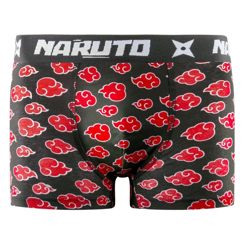 Lot de 4 Boxers Enfant Coton Confort, Respirant, Stretch Akatsuki Imprimé Noir/Rouge/Bleu/Blanc/Beige Imprimé - Naruto Shippuden
