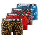 Lot de 4 Boxers Enfant Coton Confort, Respirant, Stretch Akatsuki Imprimé Noir/Rouge/Bleu/Blanc/Beige Imprimé - Naruto Shippuden