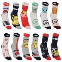 Lot de 12 Paires de Chaussettes garcon Courtes Fantaisie Rouge/Jaune/Gris/Bleu/Blanc Imprimé - Pokemon