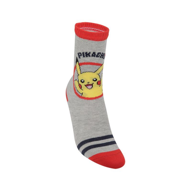 Lot de 12 Paires de Chaussettes garcon Courtes Fantaisie Rouge/Jaune/Gris/Bleu/Blanc Imprimé - Pokemon