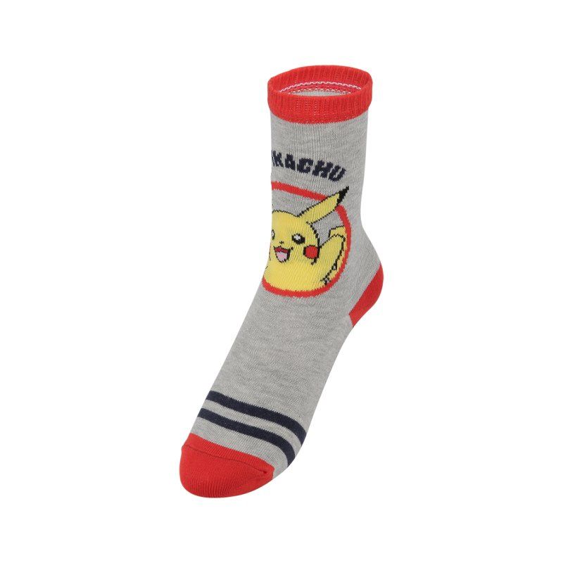 Lot de 12 Paires de Chaussettes garcon Courtes Fantaisie Rouge/Jaune/Gris/Bleu/Blanc Imprimé - Pokemon