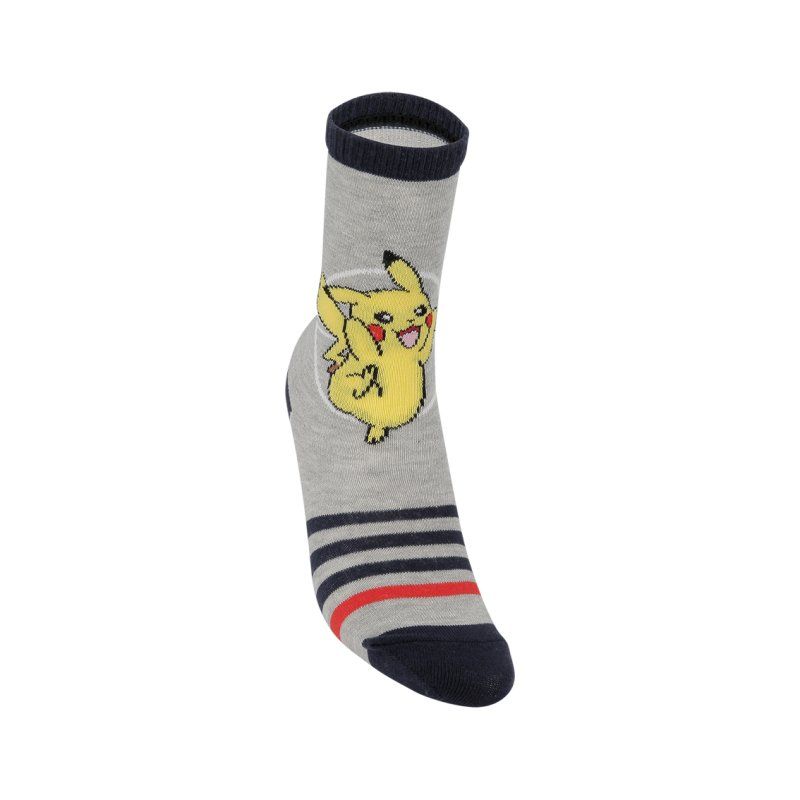 Lot de 12 Paires de Chaussettes garcon Courtes Fantaisie Rouge/Jaune/Gris/Bleu/Blanc Imprimé - Pokemon