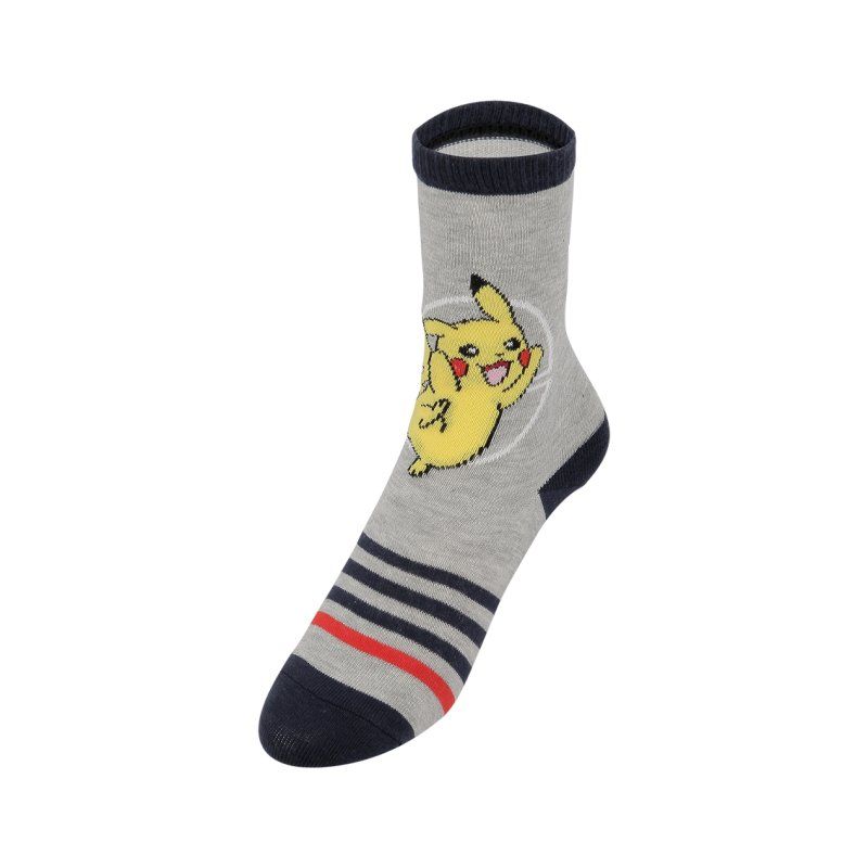 Lot de 12 Paires de Chaussettes garcon Courtes Fantaisie Rouge/Jaune/Gris/Bleu/Blanc Imprimé - Pokemon