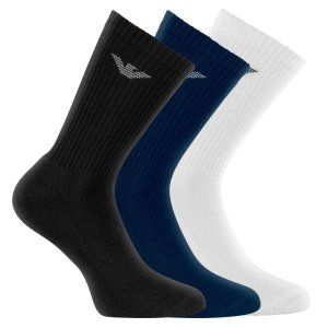 Lot de 3 Paires de Chaussettes homme Tennis Noir/Bleu/Blanc - Emporio Armani