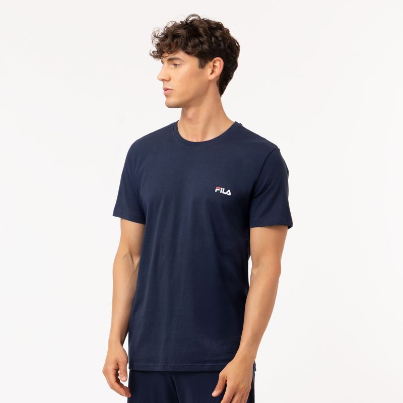 Tee Shirt Bleu homme coupe Régular Col rond Uni - Fila