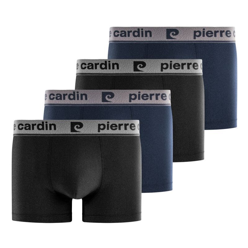 Lot de 4 Boxers homme Polyamide Bleu/Noir Uni - Pierre Cardin