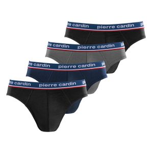 Lot de 4 Slips homme Coton Noir Uni - Pierre Cardin