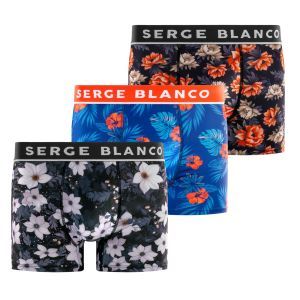 Lot de 3 Boxers homme Polyester Bleu/Rouge/Noir/Blanc Imprimé - Serge Blanco