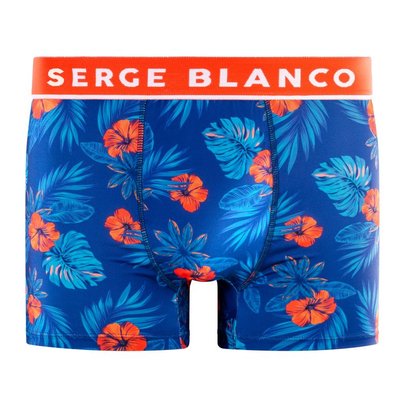 Lot de 3 Boxers homme Polyester Bleu/Rouge/Noir/Blanc Imprimé - Serge Blanco