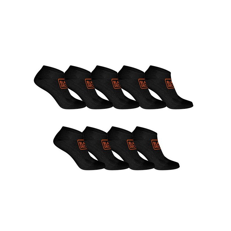 Lot de 9 Paires de Chaussettes homme Socquettes Travail Noir/Orange Uni - Black & Decker