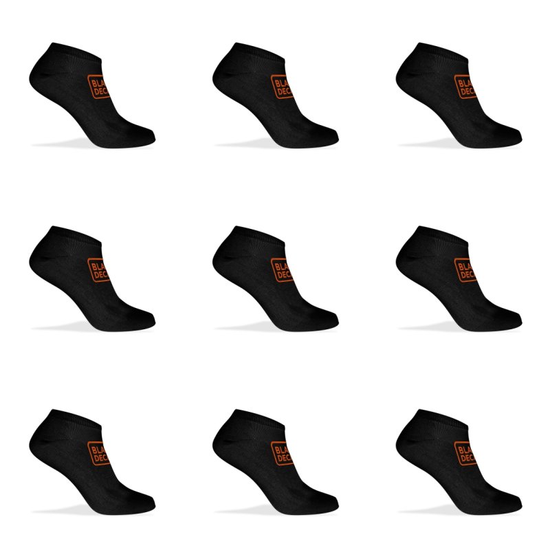 Lot de 9 Paires de Chaussettes homme Socquettes Travail Noir/Orange Uni - Black & Decker