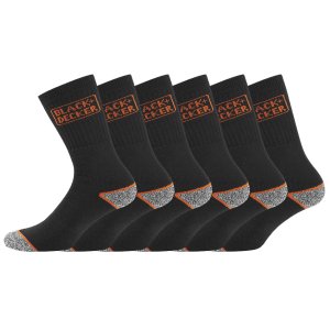 Lot de 6 Paires de Chaussettes homme Tennis Travail Noir Uni - Black & Decker