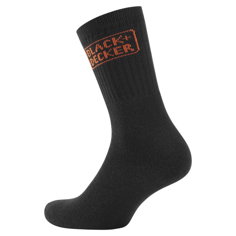 Lot de 12 Paires de Chaussettes homme Tennis Travail Noir/Orange Uni - Black & Decker