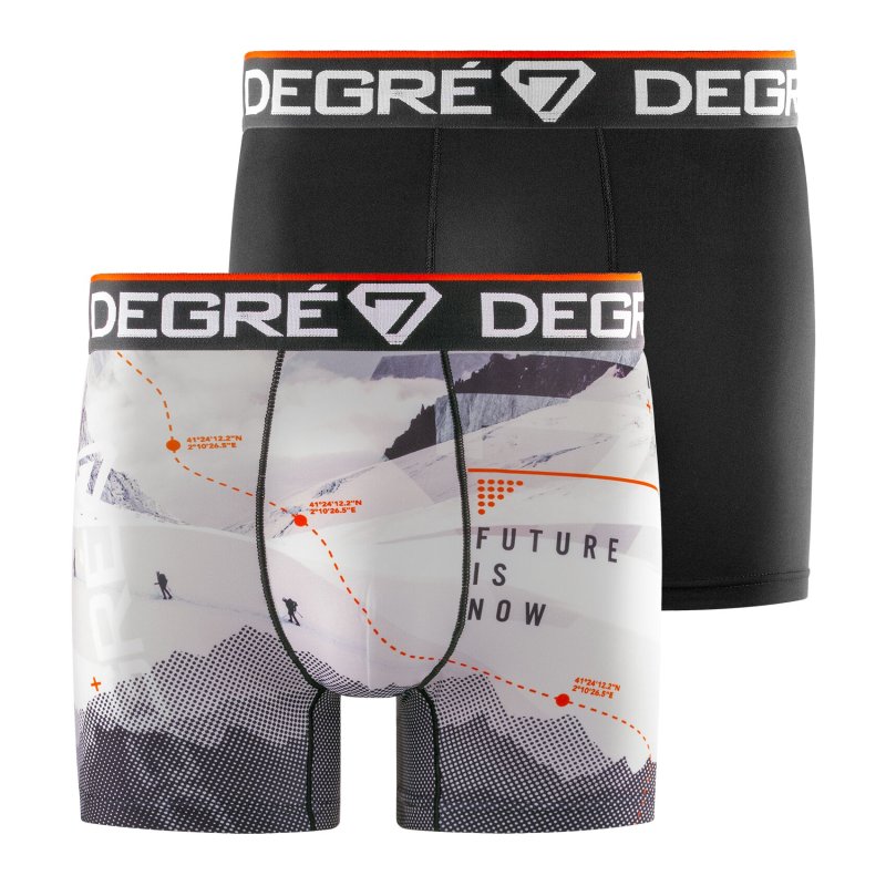 Lot de 2 Boxers homme Polyester Noir/Blanc/Orange/Gris Imprimé - Degre 7