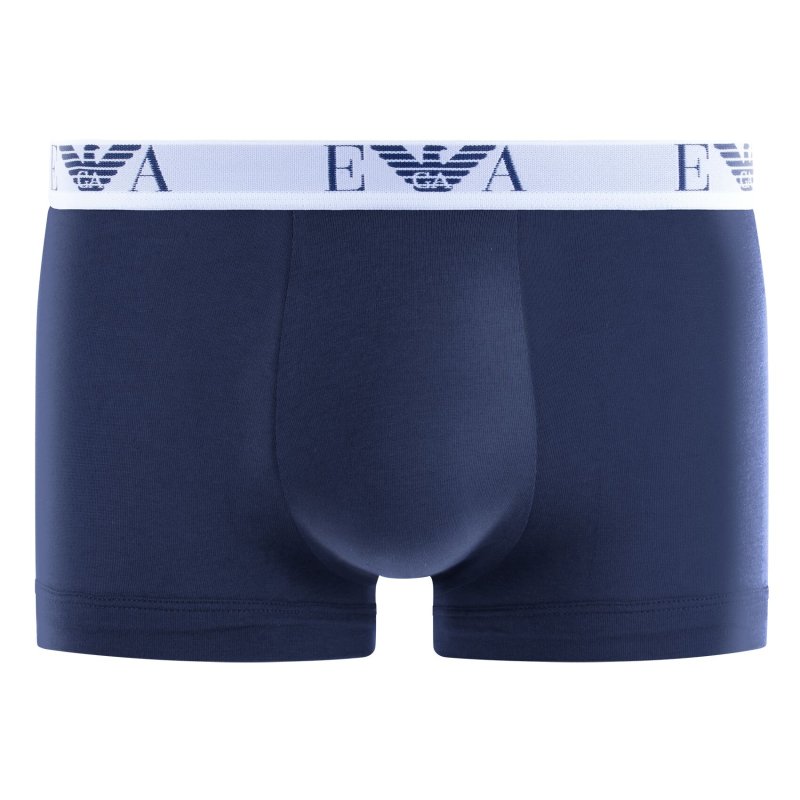 Lot de 3 Boxers homme Coton Blanc/Bleu Marine/Noir Uni - Emporio Armani