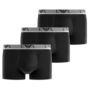Lot de 3 Boxers homme Coton Noir/Blanc Uni - Emporio Armani