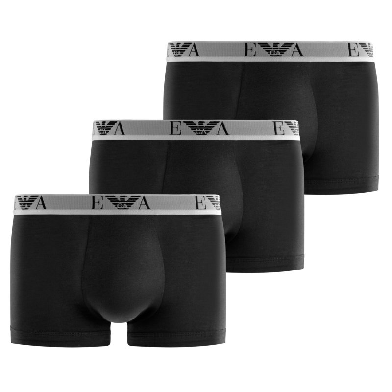 Lot de 3 Boxers homme Coton Noir/Blanc Uni - Emporio Armani