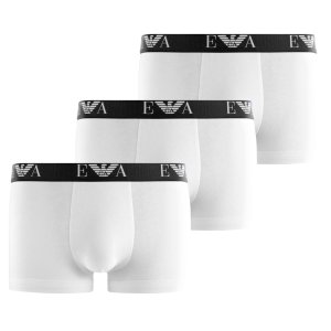 Lot de 3 Boxers homme Coton Blanc/Noir Uni - Emporio Armani