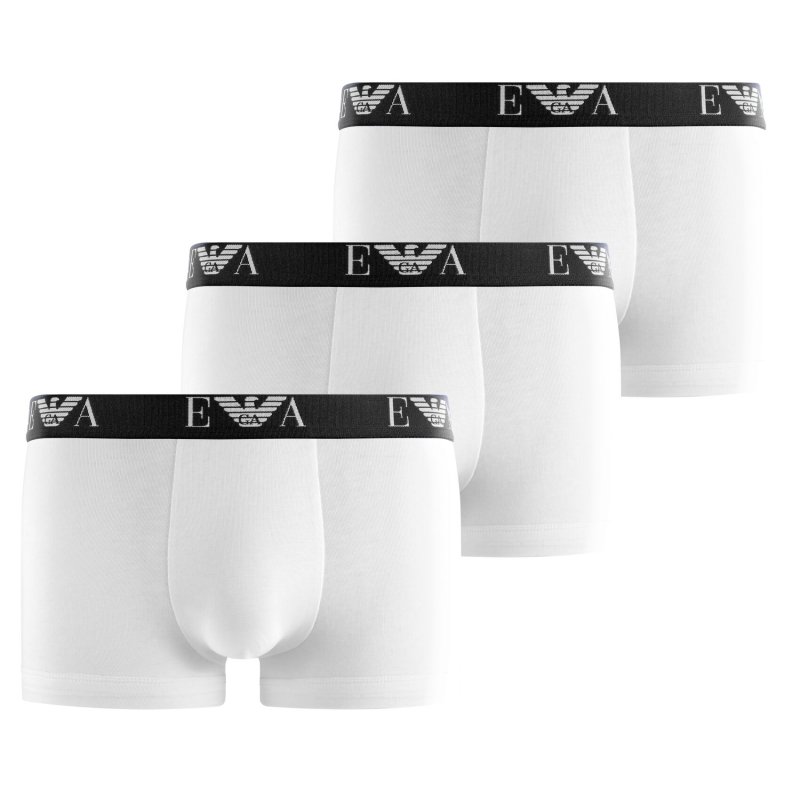 Lot de 3 Boxers homme Coton Blanc/Noir Uni - Emporio Armani