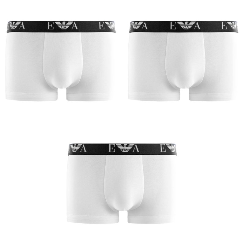 Lot de 3 Boxers homme Coton Blanc/Noir Uni - Emporio Armani
