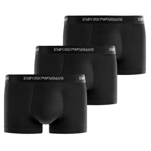 Lot de 3 Boxers homme Coton Noir/Blanc Uni - Emporio Armani