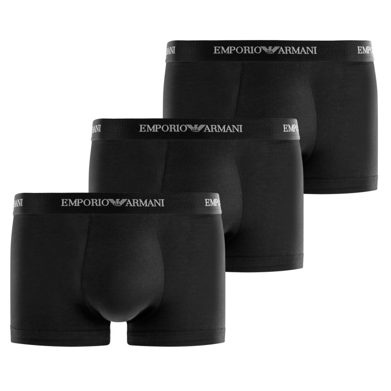Lot de 3 Boxers homme Coton Noir/Blanc Uni - Emporio Armani