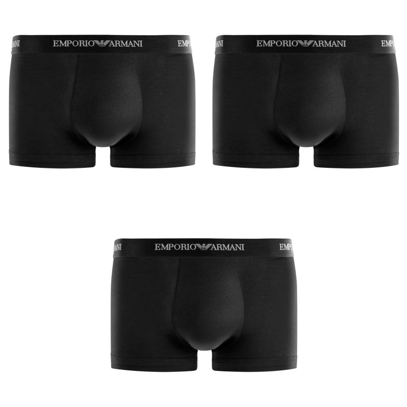 Lot de 3 Boxers homme Coton Noir/Blanc Uni - Emporio Armani