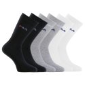 Lot de 6 Paires de Chaussettes homme Tennis Sportif Blanc/Noir/Gris Uni - Fila