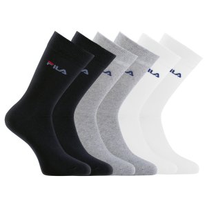 Lot de 6 Paires de Chaussettes homme Tennis Sportif Blanc/Noir/Gris Uni - Fila