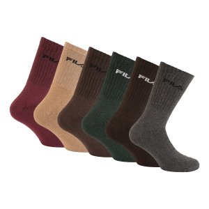 Lot de 6 Paires de Chaussettes homme Tennis Sportif Gris/Marron/Bordeau/Vert/Beige Uni - Fila