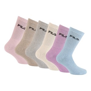 Lot de 6 Paires de Chaussettes homme Tennis Sportif Violet/Bleu/Gris/Rose/Beige Uni - Fila