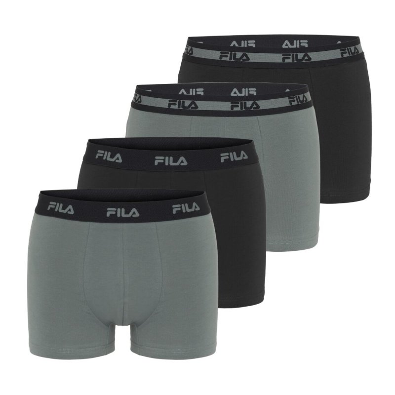 Lot de 4 Boxers homme Coton Kaki/Noir Uni - Fila