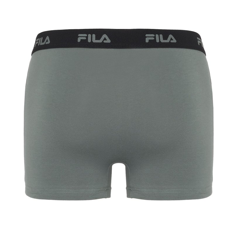 Lot de 4 Boxers homme Coton Kaki/Noir Uni - Fila