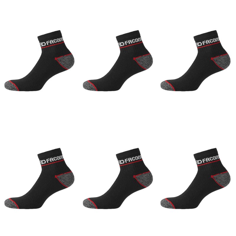 Lot de 6 Paires de Chaussettes homme Courtes Travail Noir Imprimé - Facom