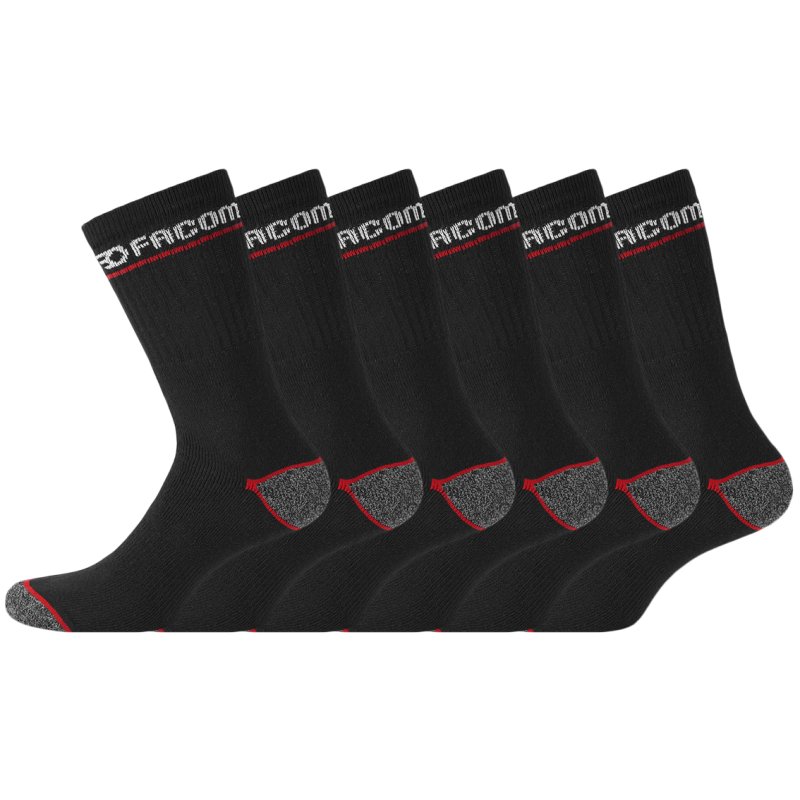 Lot de 6 Paires de Chaussettes homme Tennis Travail Noir Imprimé - Facom