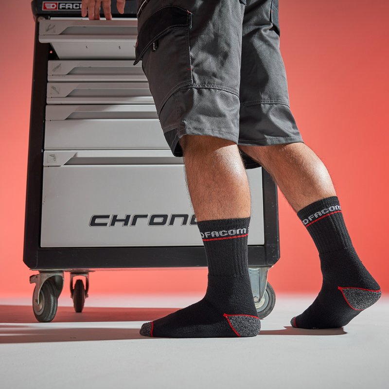 Lot de 6 Paires de Chaussettes homme Tennis Travail Noir Imprimé - Facom