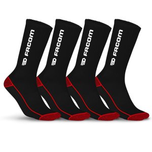 Lot de 4 Paires de Chaussettes homme Tennis Travail Noir/Rouge/Blanc Imprimé - Facom