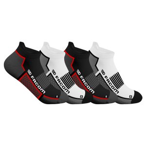 Lot de 4 Paires de Chaussettes homme Socquettes Travail Noir/Gris/Blanc/Rouge Uni - Facom