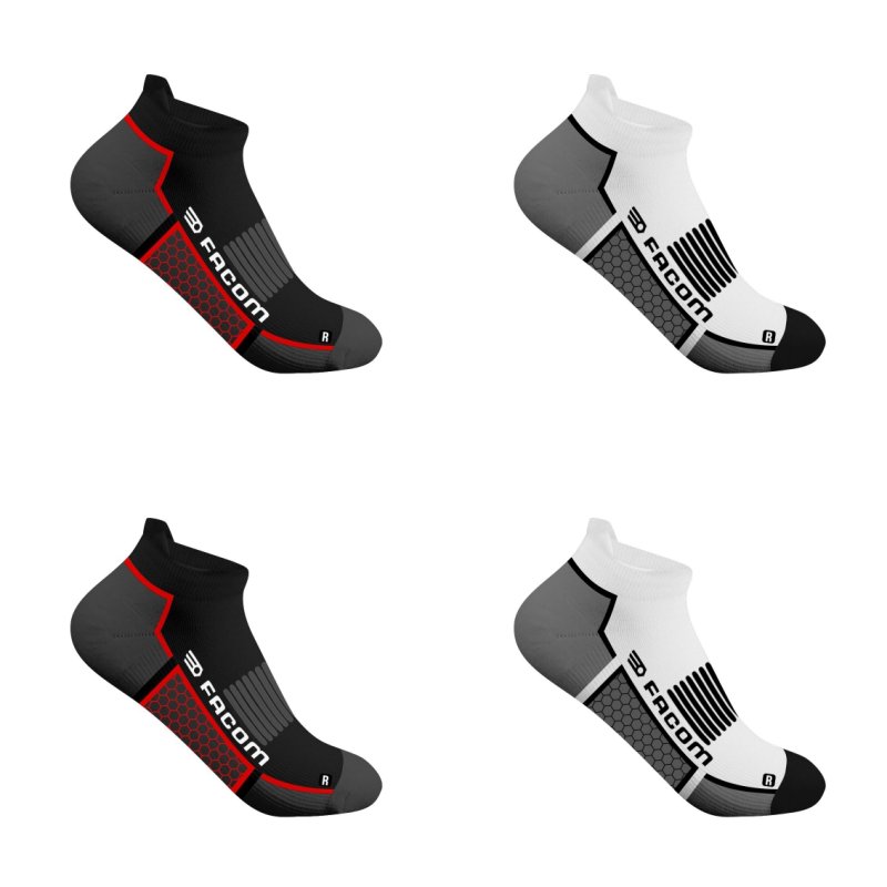 Lot de 4 Paires de Chaussettes homme Socquettes Travail Noir/Gris/Blanc/Rouge Uni - Facom