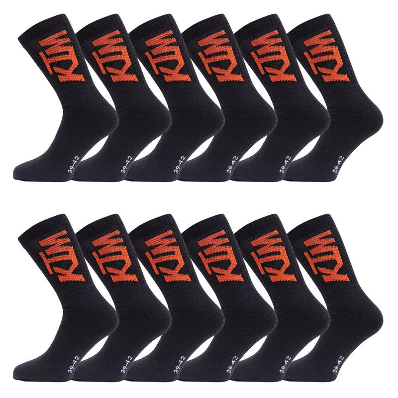 Lot de 12 Paires de Chaussettes homme Tennis Sportif Noir/Orange - Ktm