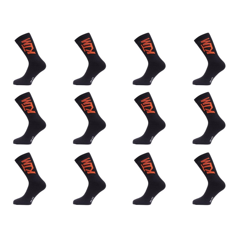 Lot de 12 Paires de Chaussettes homme Tennis Sportif Noir/Orange - Ktm