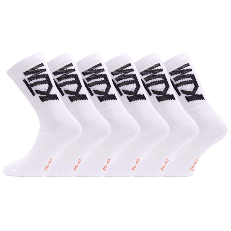 Lot de 6 Paires de Chaussettes homme Tennis Sportif Blanc/Noir - Ktm
