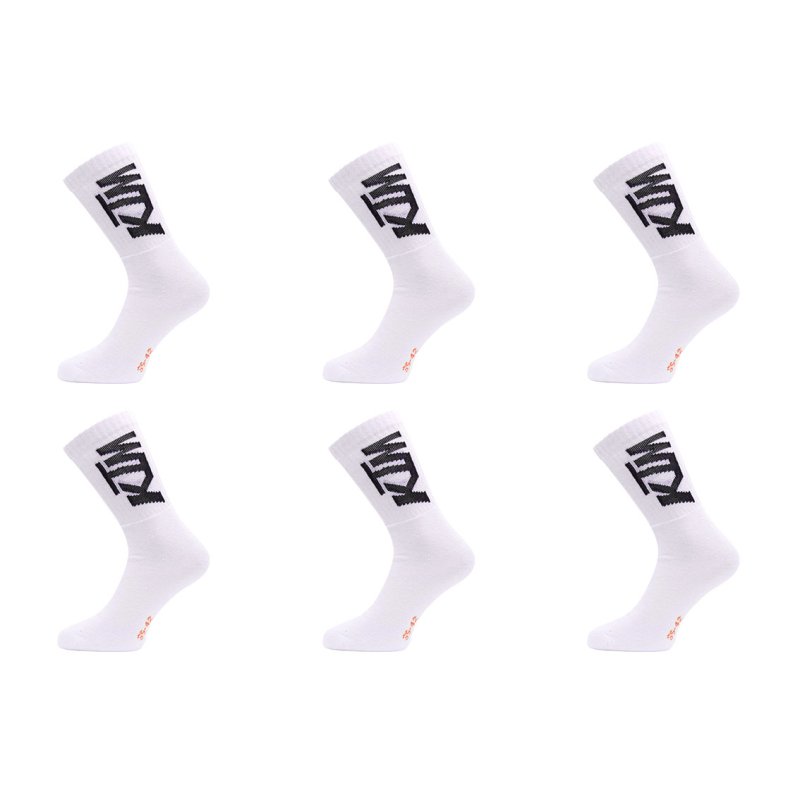 Lot de 6 Paires de Chaussettes homme Tennis Sportif Blanc/Noir - Ktm