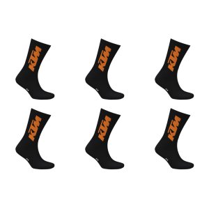 Lot de 6 Paires de Chaussettes homme Tennis Sportif Noir/Orange - Ktm