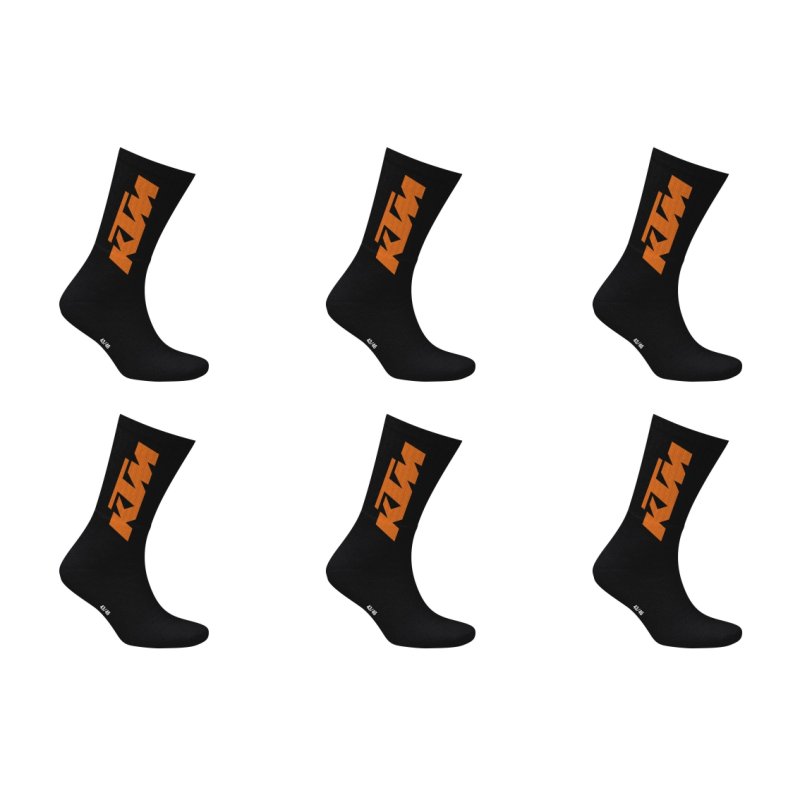 Lot de 6 Paires de Chaussettes homme Tennis Sportif Noir/Orange - Ktm