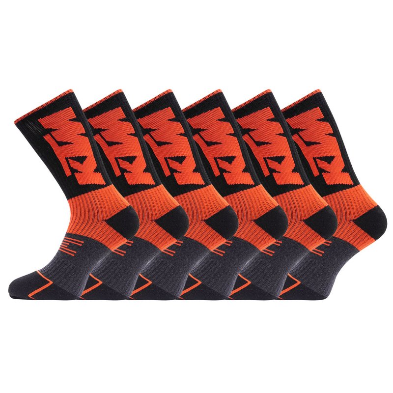Lot de 6 Paires de Chaussettes homme Tennis Sportif Noir/Orange - Ktm